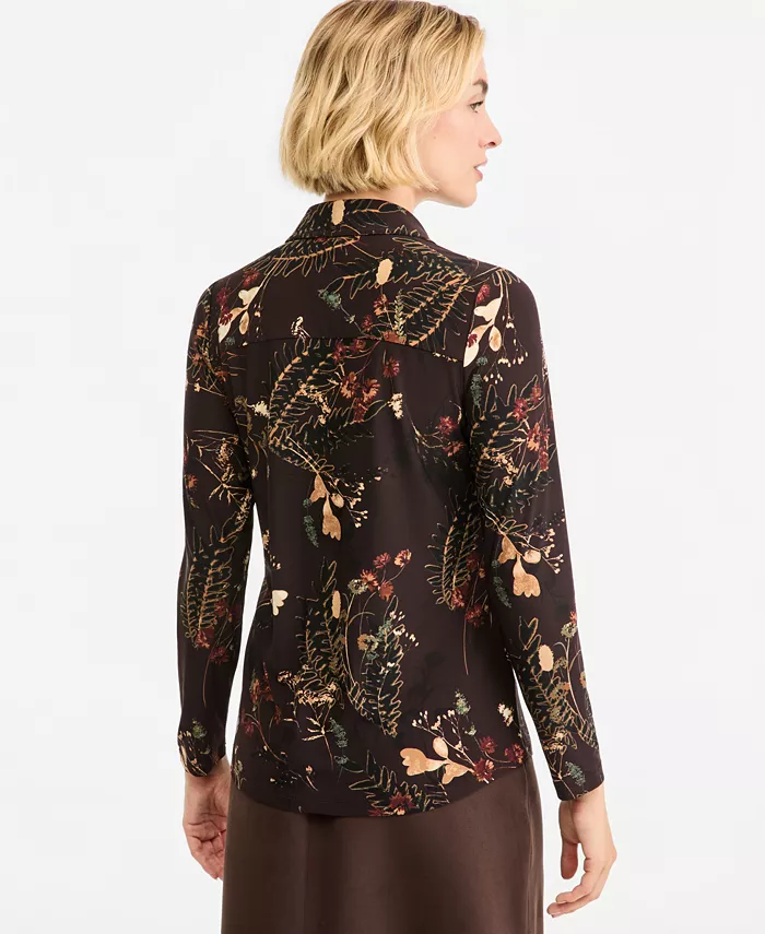 Women's Long-Sleeve Floral-Print Collared Button-Front Shirt - thumbnail 5