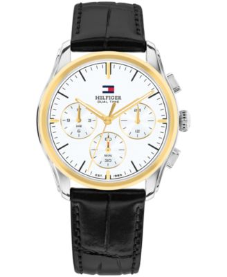 Men's Multi-Function Black Leather Strap Watch 38mm