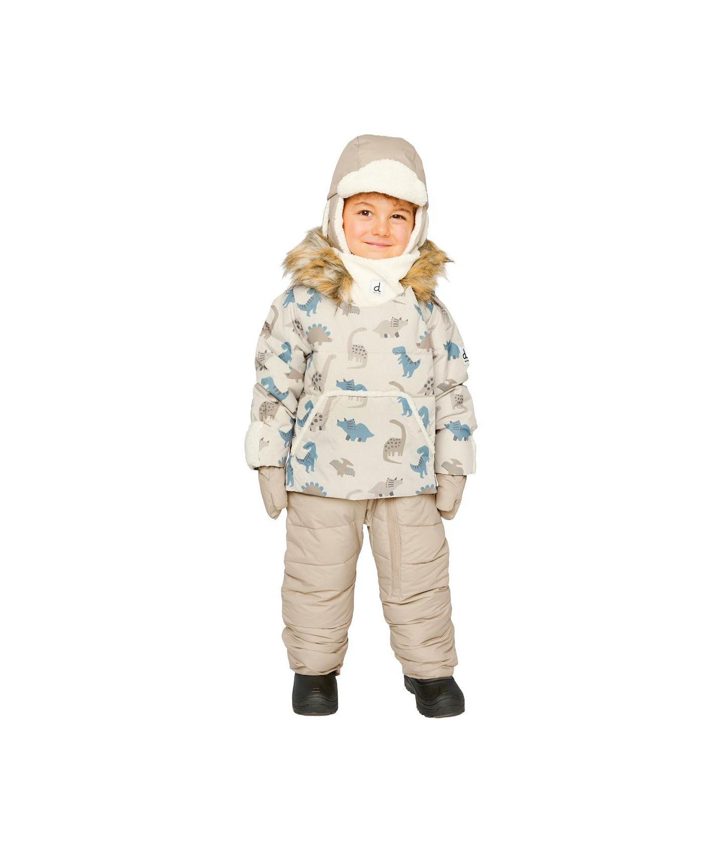 Комбинезон Deux par Deux (1M to 24 M) Snug One Piece Snowsuit Adapted for Car Seats Dinosaur Print для мальчиков-малышей, цвет: Синий с принтом — фото 2