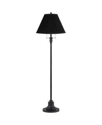 Dyna Traditional 58" Tall 2-Light Standing Floor Lamp Skinny Pole Pull Chain  Finish Pleated Shade
