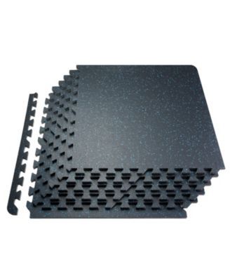 Interlocking Gym Floor Tiles, 6-Piece Rubber-Top Puzzle Mats, 24 Sq Ft
