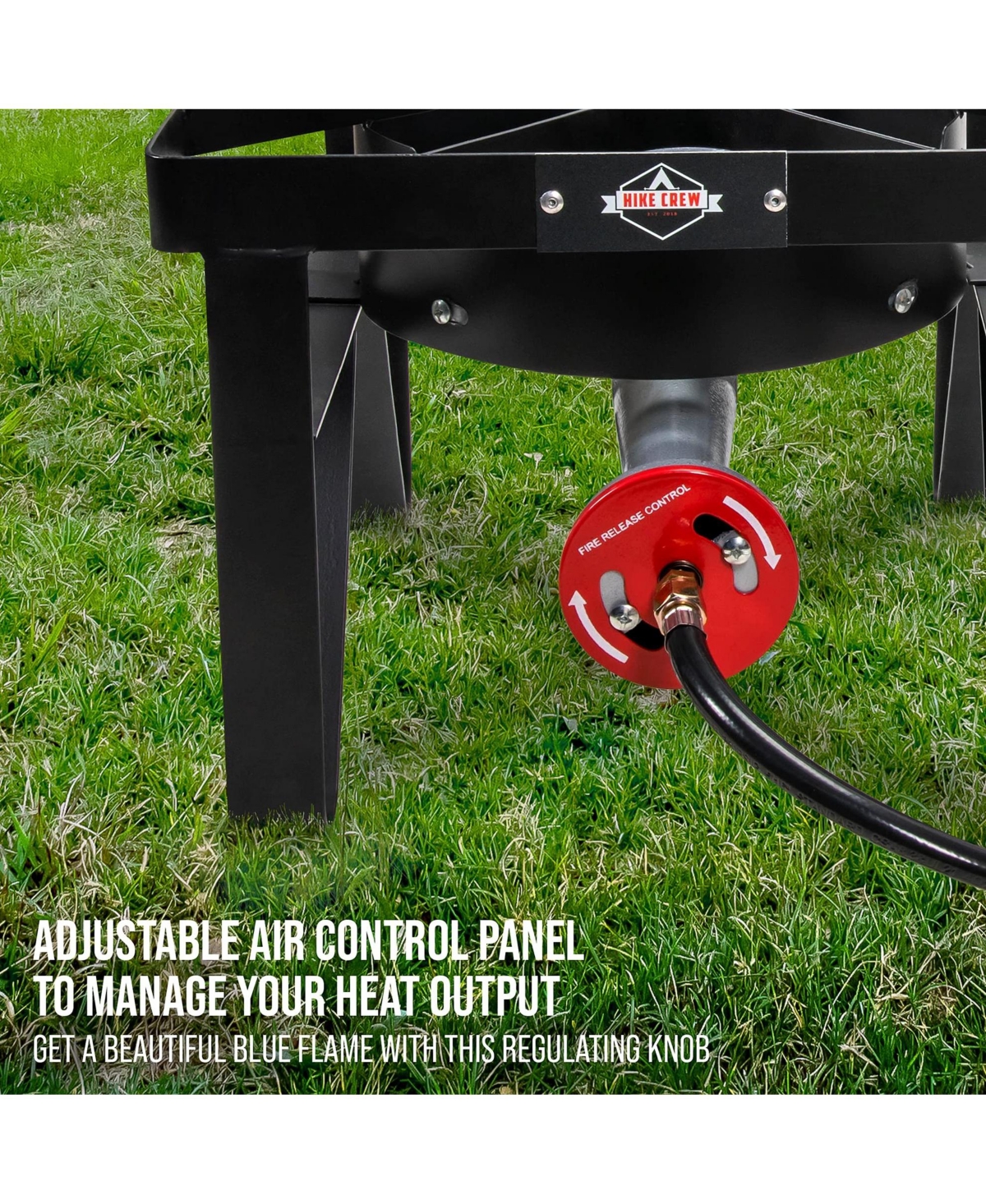 Hike Crew 220,000 Btu Single Burner Portable Gas Stove with Flame Air Control and Adjustable Hose