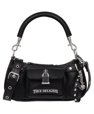 Women's Moto Shoulder Bag with Lock Pocket Charm – Convertible Shoulder and Crossbody Purse