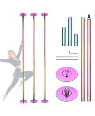 3 Pack 9.25 FT Spinning Static Dancing Pole Kit for Fitness Studio Club Colorful