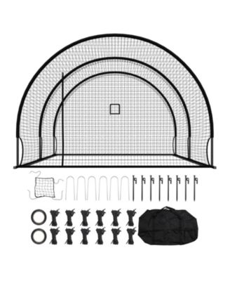 Freestanding Baseball Batting Cage, 19.9 x 12 x 8.2 ft Steel Frame Net with Pitching Machine Opening
