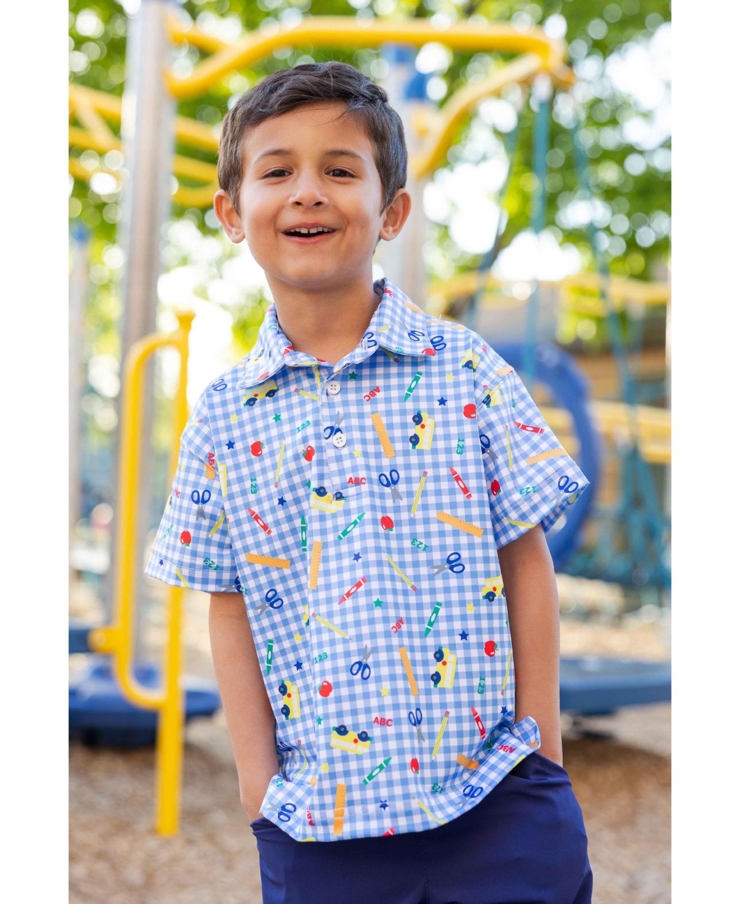 Big Boy ( 2T to 7 ) School Print Performance Knit Polo