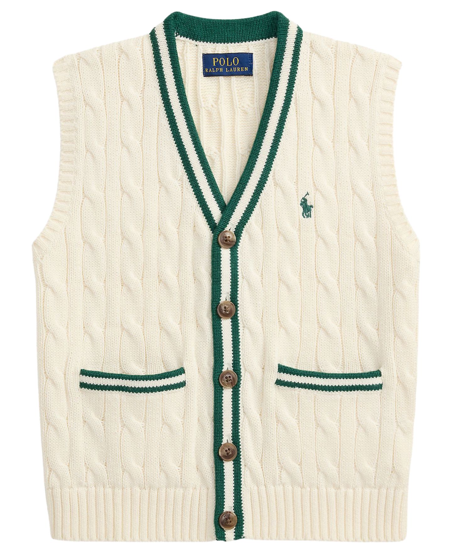 Жилет Polo Ralph Lauren Relaxed Fit Sweater Vest для мальчиков, цвет: Кремовый — фото 1