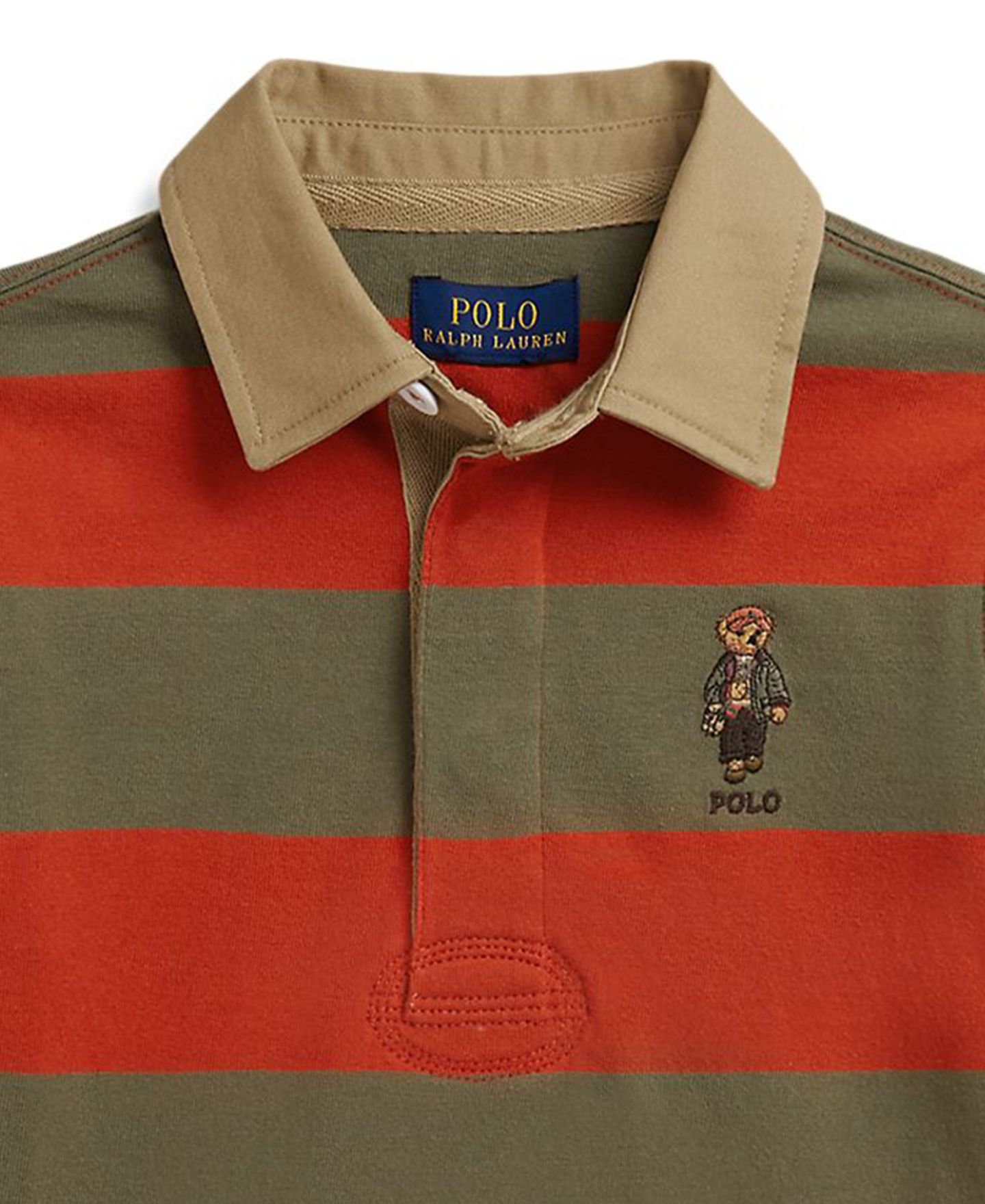 Рубашка Polo Ralph Lauren Polo Bear Rugby Shirt для мальчиков, цвет: Оранжевый разноцветный — фото 3
