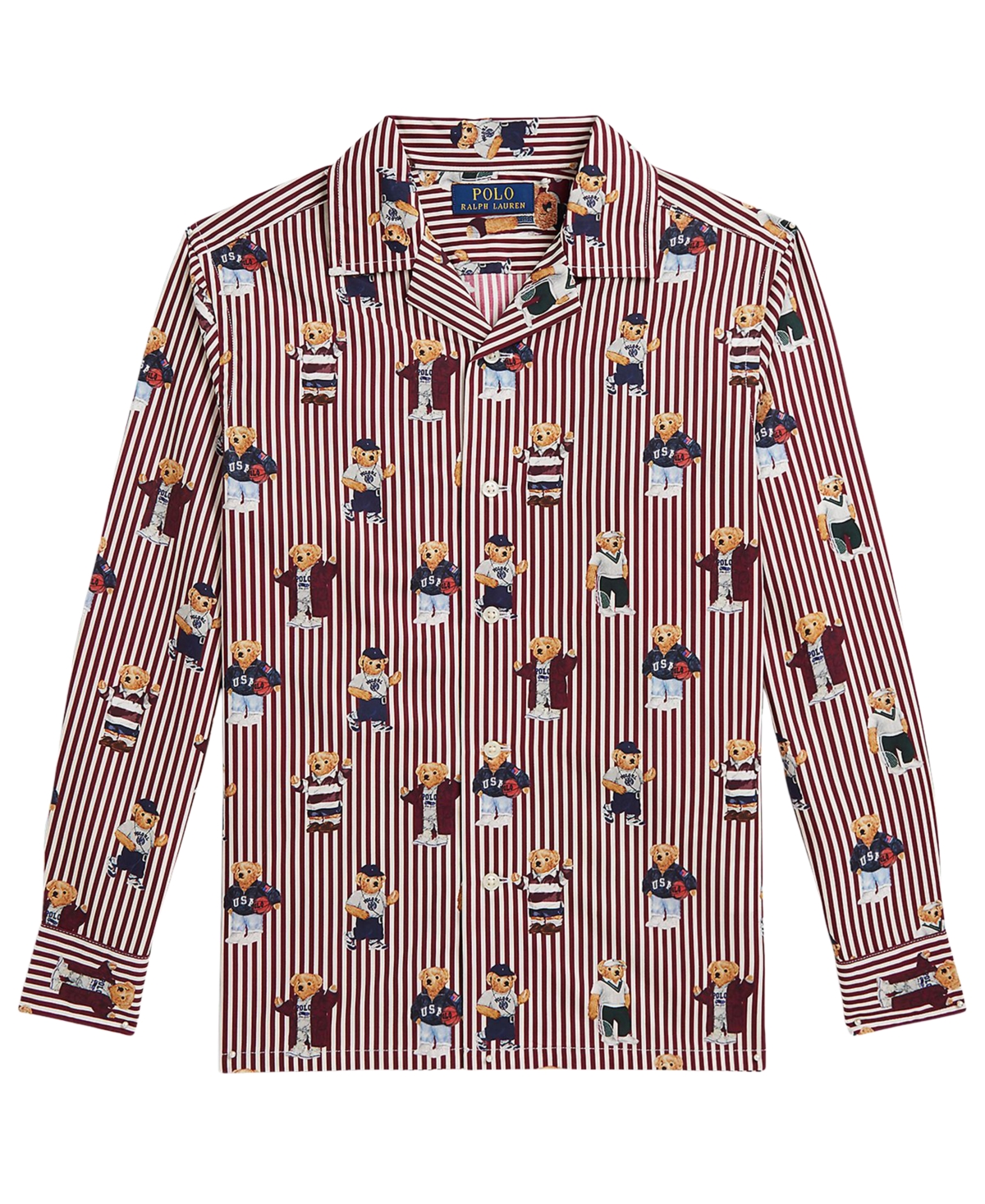 Polo Ralph Lauren Boys' 8-20 Bear Striped Cotton Shirt