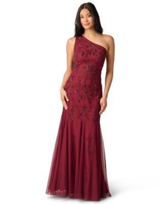 Women's One-Shoulder Beaded Gown