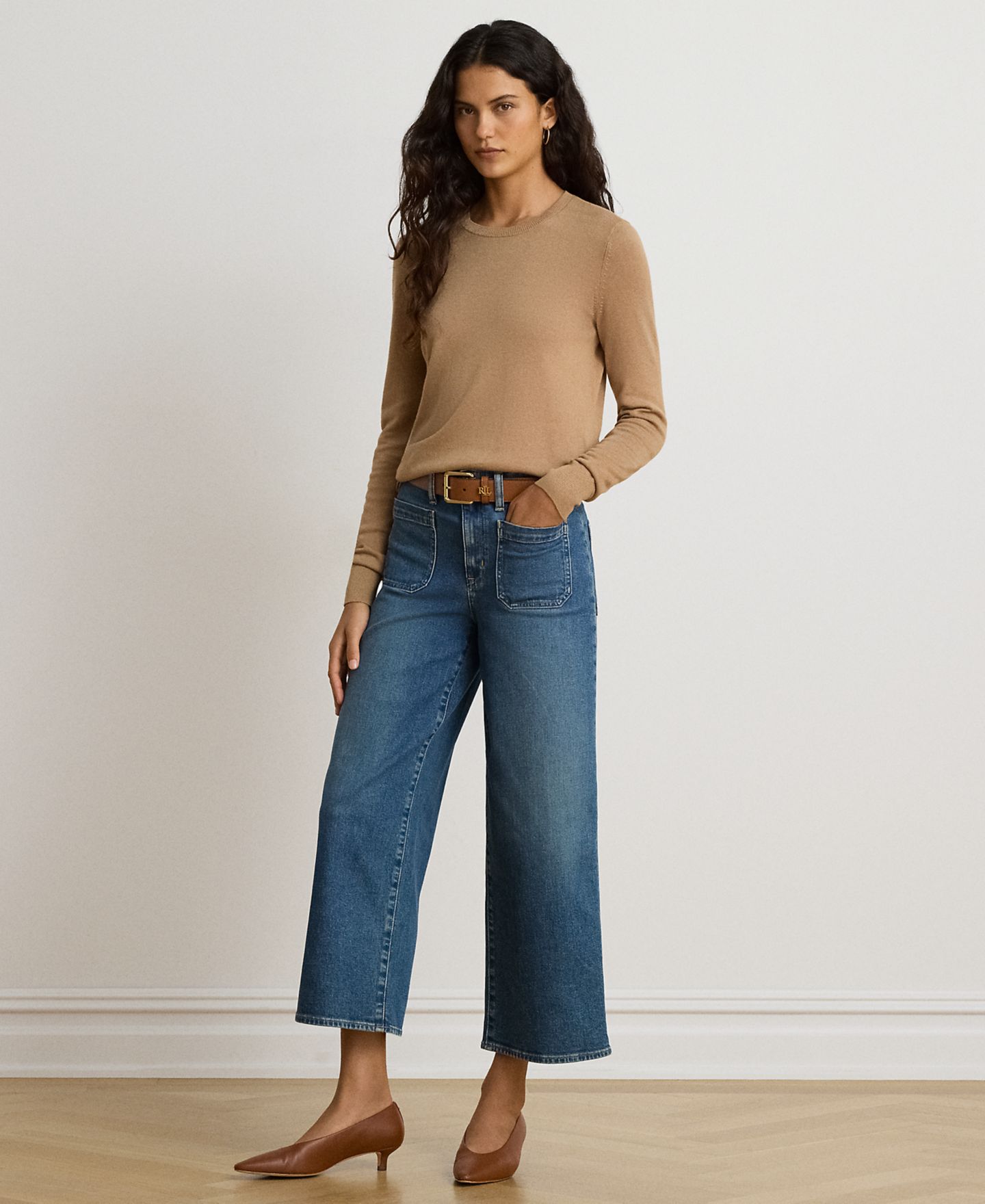Женский свитер Lauren Ralph Lauren Petite Long-Sleeve Crewneck, цвет: Верблюжий — фото 2