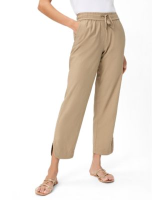 Women's Linen-Cotton Drawstring Cropped Pant