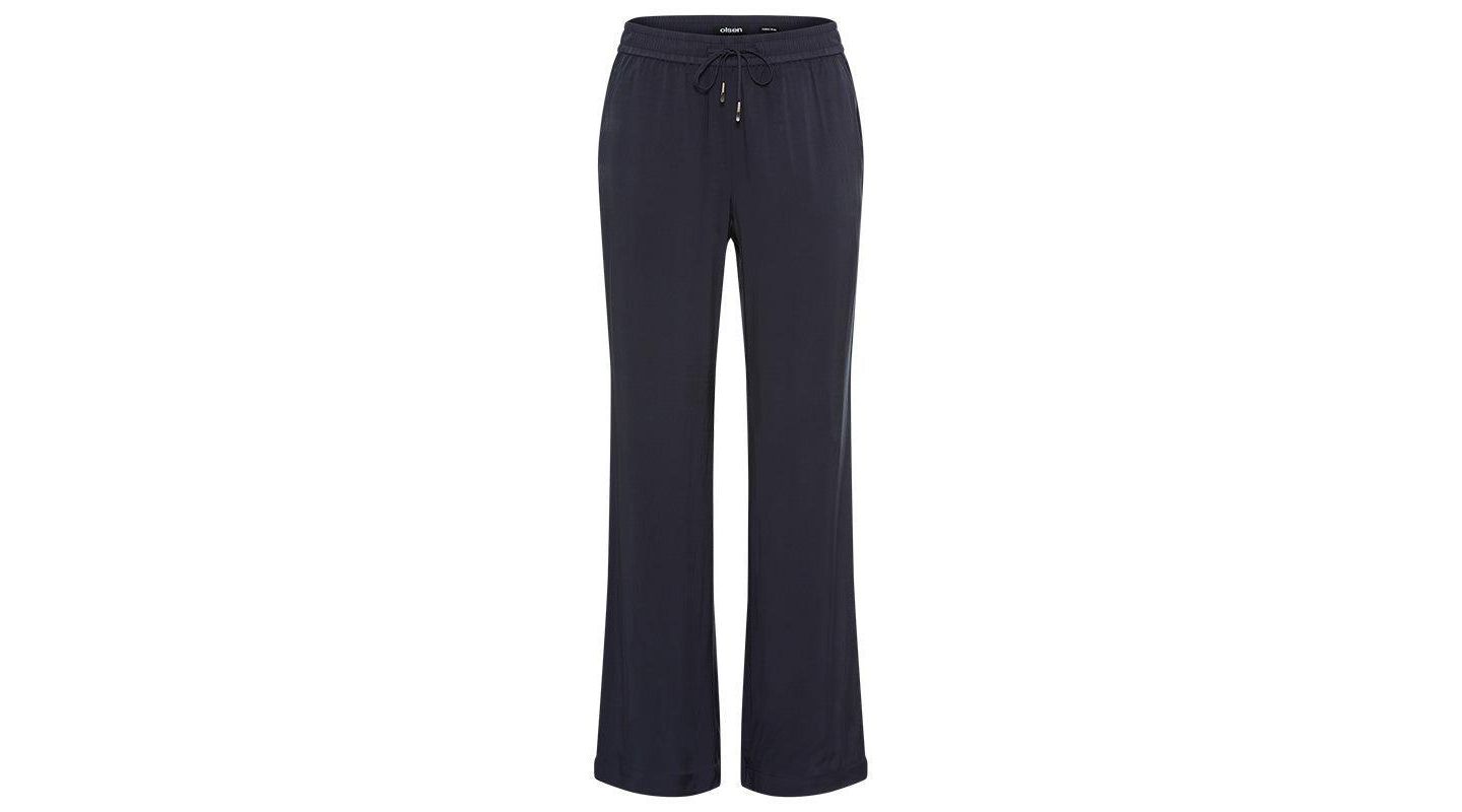 Женские брюки Olsen Wide-Leg Twill Mid-Rise, цвет: Тёмный тёмно-синий — фото 5
