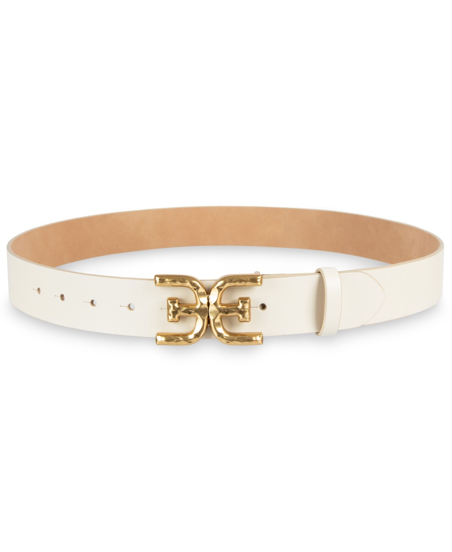 Hammered Double-E Logo Plaque Buckle Belt
