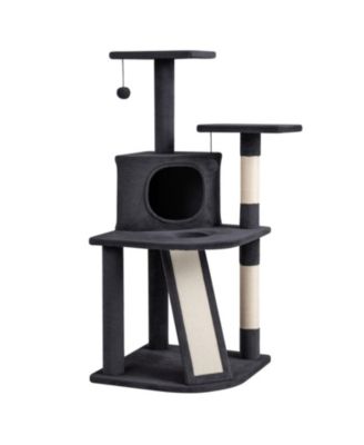 44 Inch Kitten Tower with Central Condo 2 Plush Perches and Sisal Scratching Posts