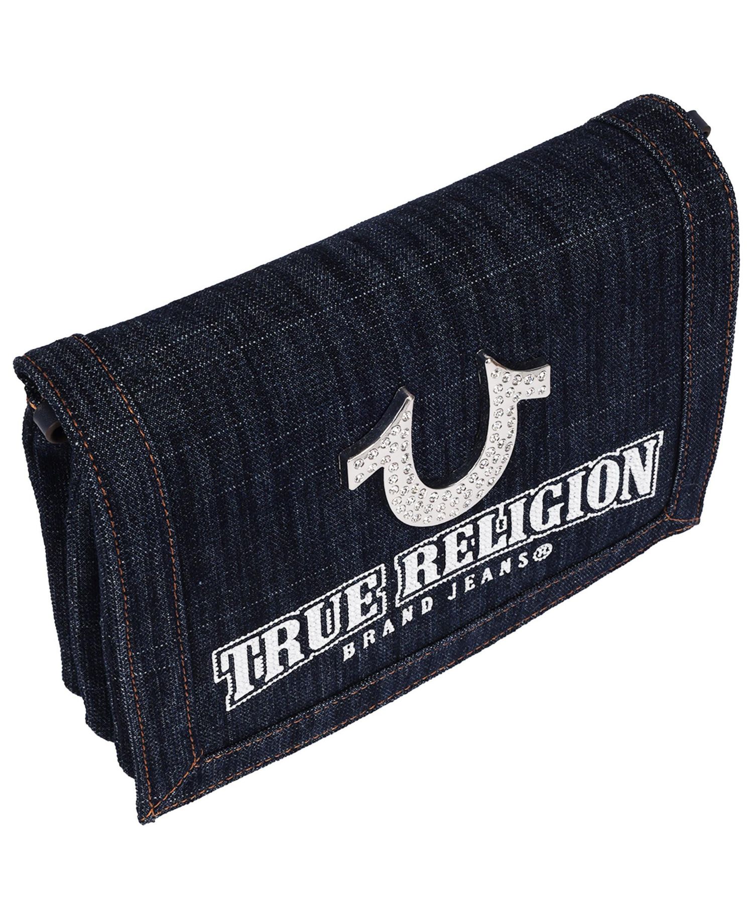 Bling Horseshoe Denim Messenger Bag with Adjustable Strap