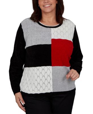 Plus Size Colorblock Textured-Chenille Sweater