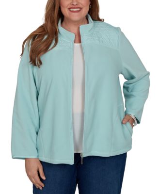 Plus Size Quilted Zip-Front Knit Jacket