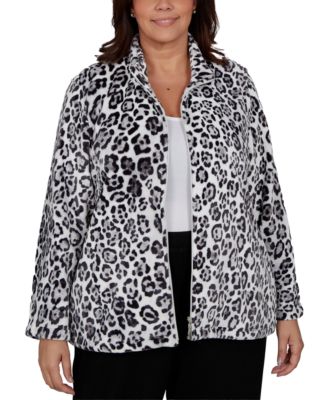 Plus Size Animal-Print Knit Jacket