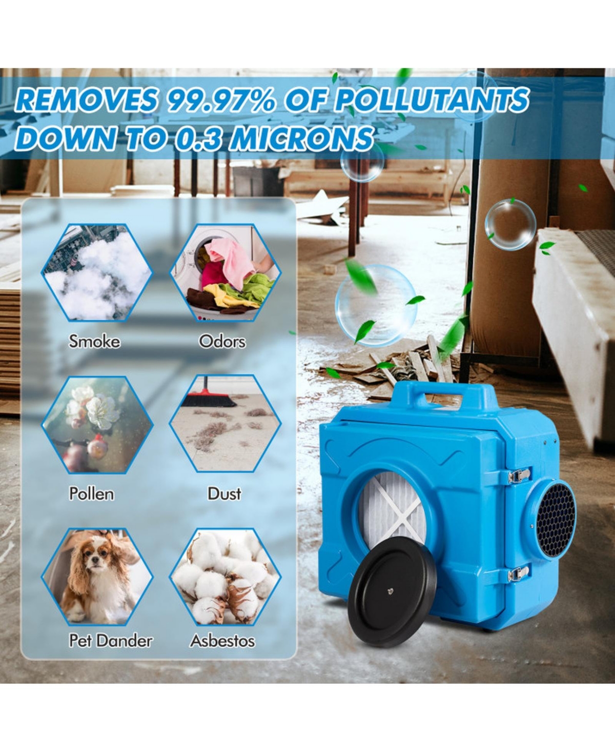 Hongge Commercial Hepa Air Scrubber with Variable Airflow up to 500 Cfm for 2000 Sq Ft Spaces