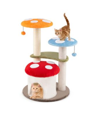 35 Inch Cat Tower with Sisal Scratching Posts Cozy Condo and Padded Platforms
