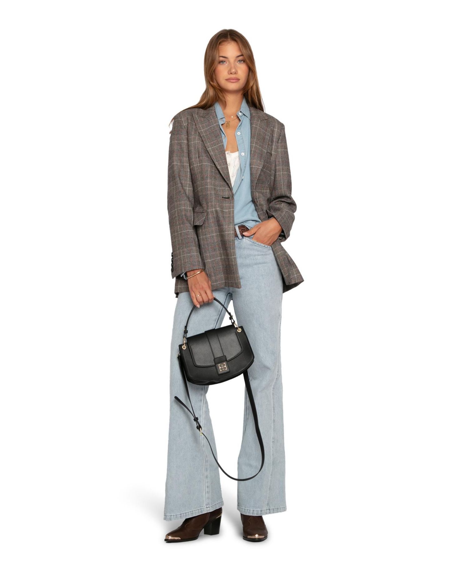 Women's Paris Grid Single Breasted Blazer