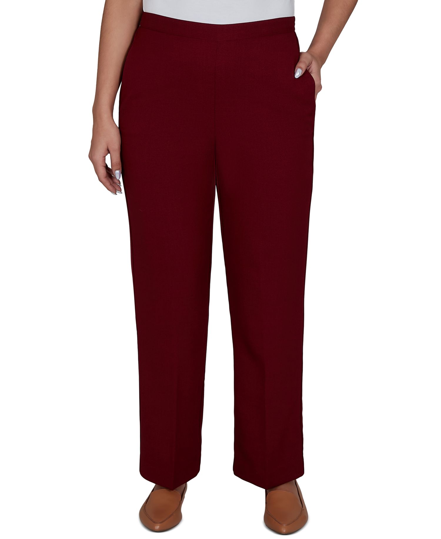 Petite Union Square Textured Pull-On Straight Pants