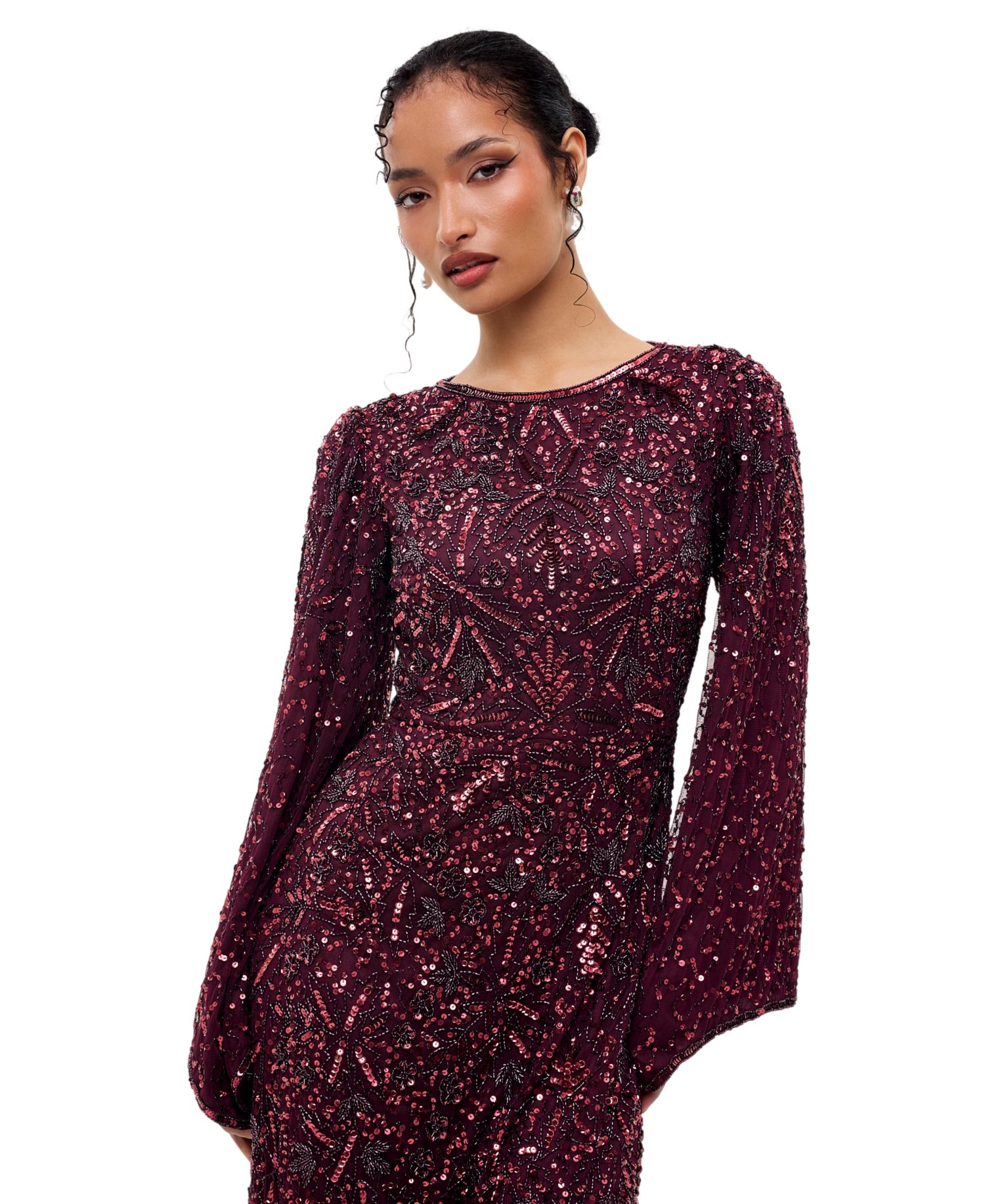 Women's Modest Embellished Sequins Gown