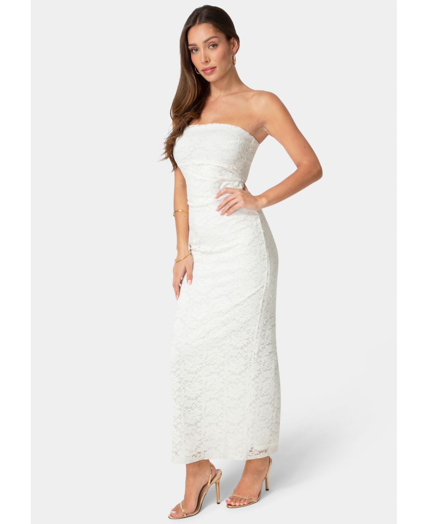 Women's Lace Strapless Maxi Dress