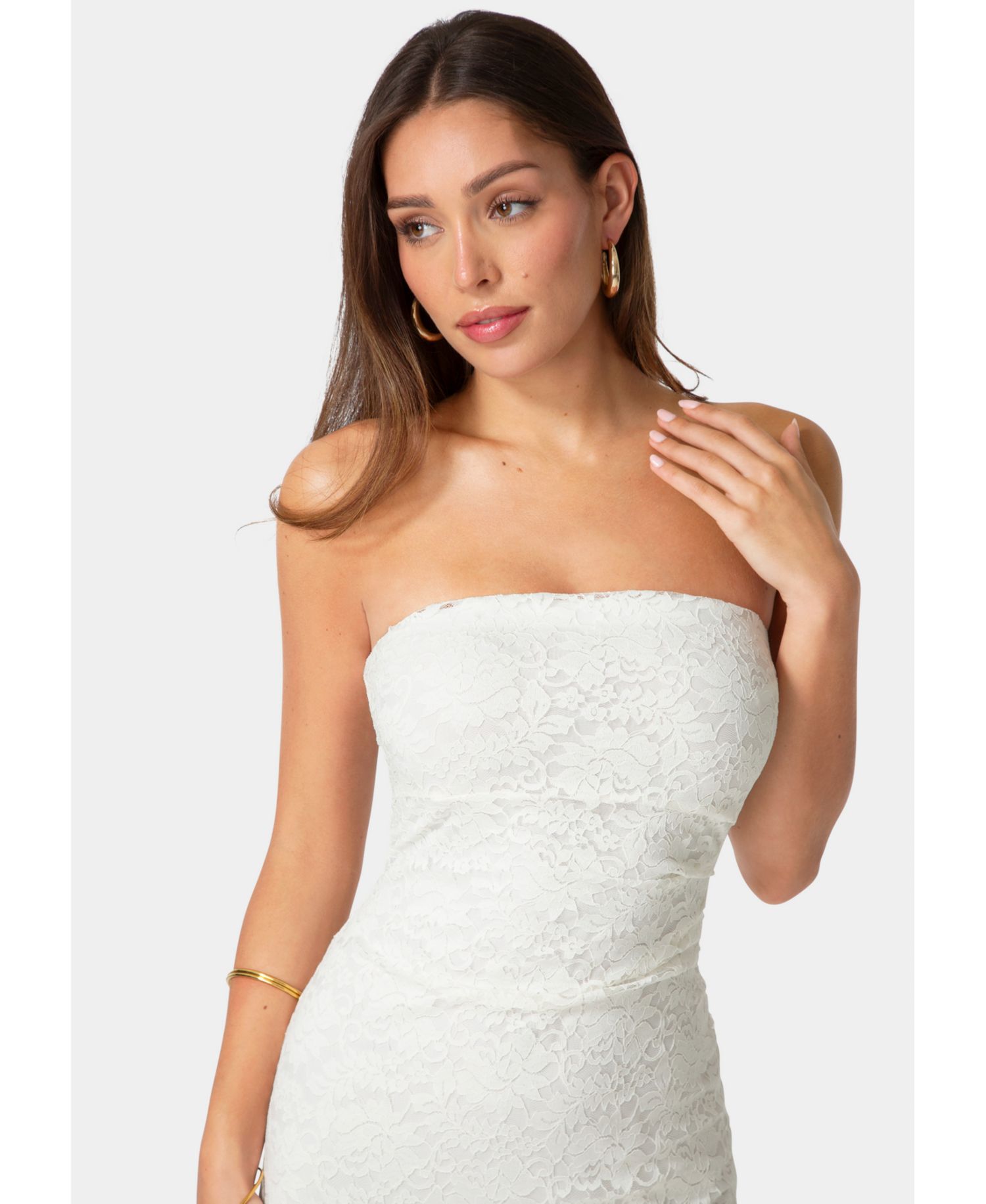 Women's Lace Strapless Maxi Dress