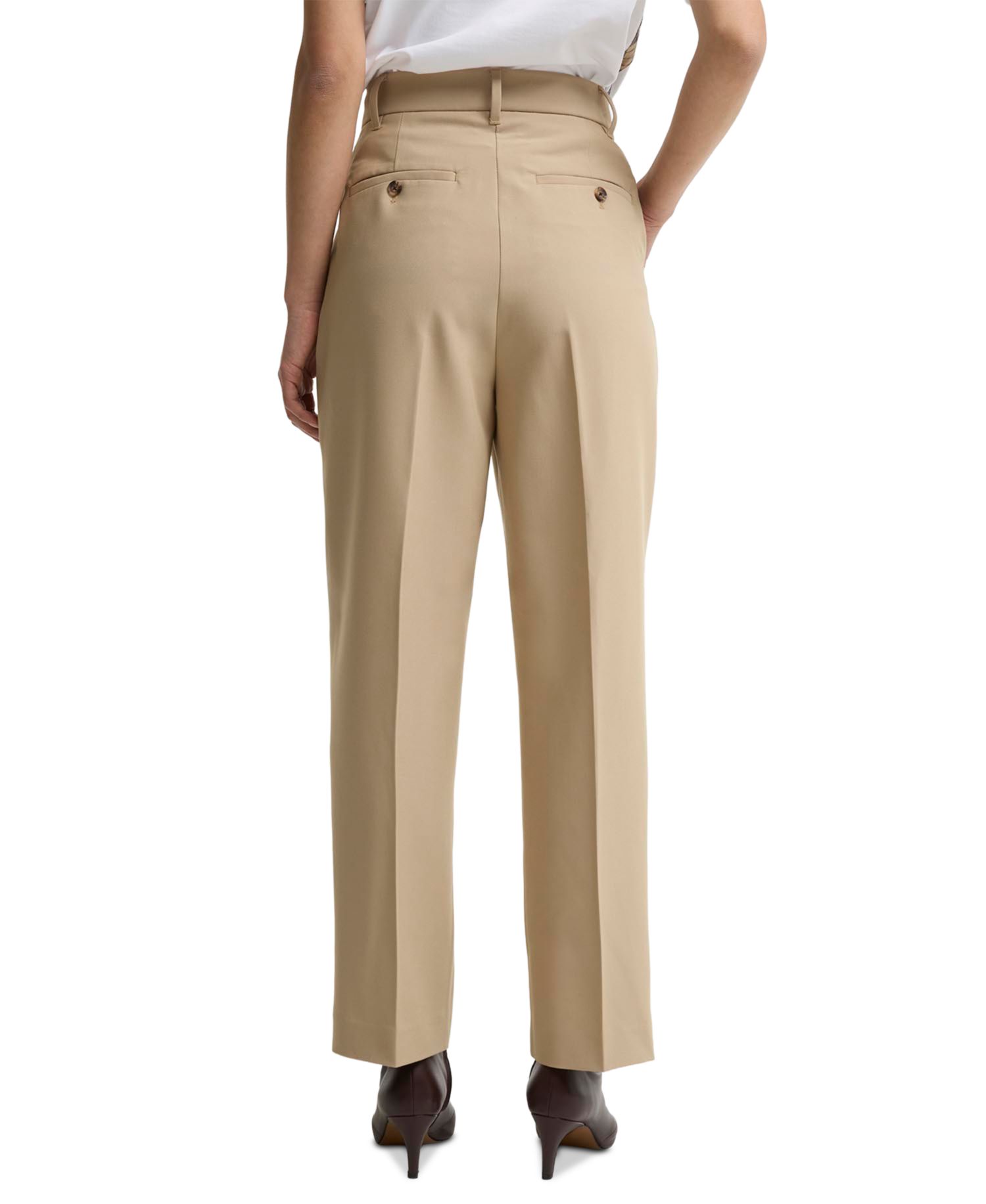 Women's Fawne High-Waisted Pleated Straight-Leg Polyester-Blend Trousers, 27-3/4" Inseam