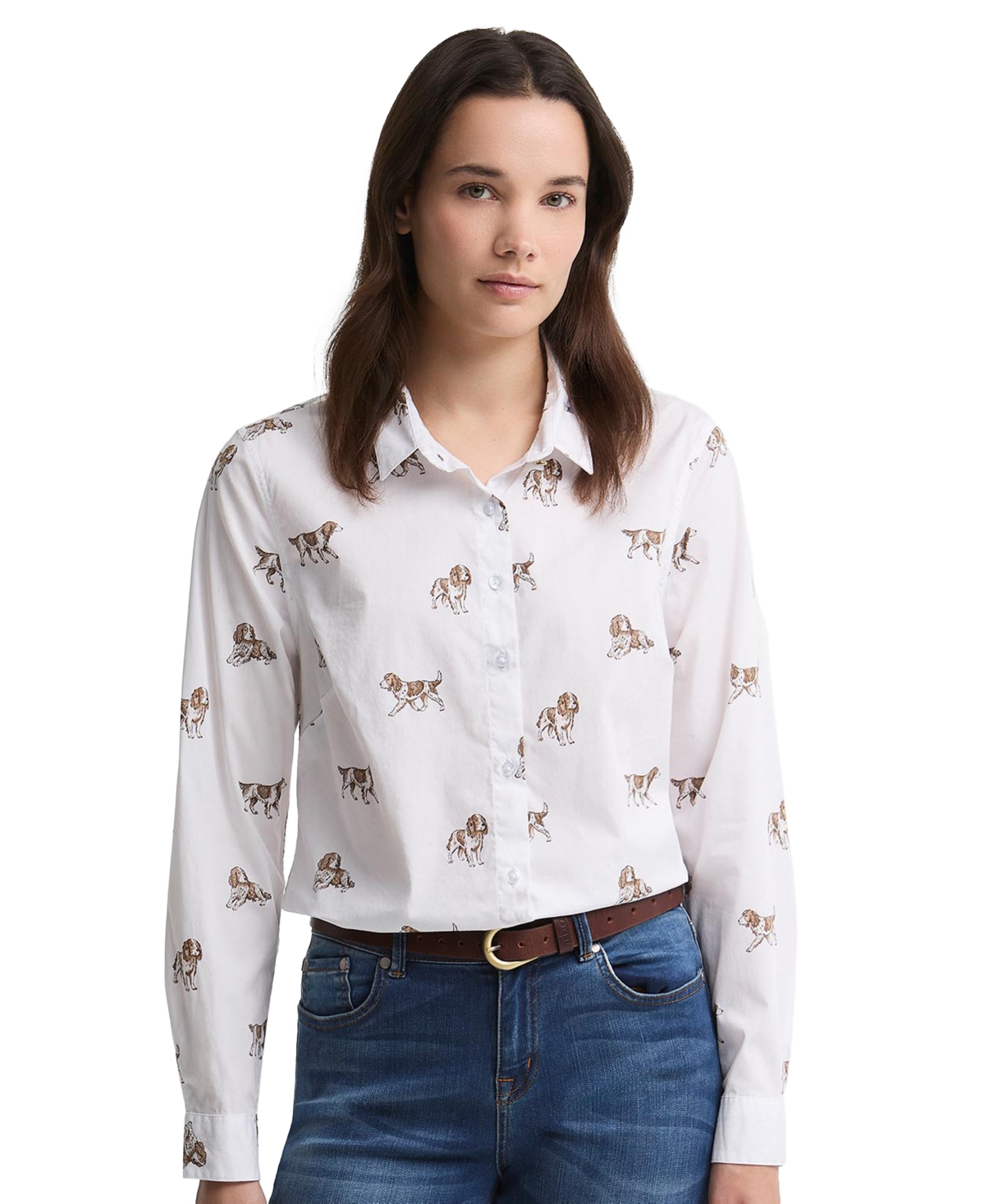 Barbour Women's Brambles Collared Neck Long-sleeve Shirt In Multi Dog