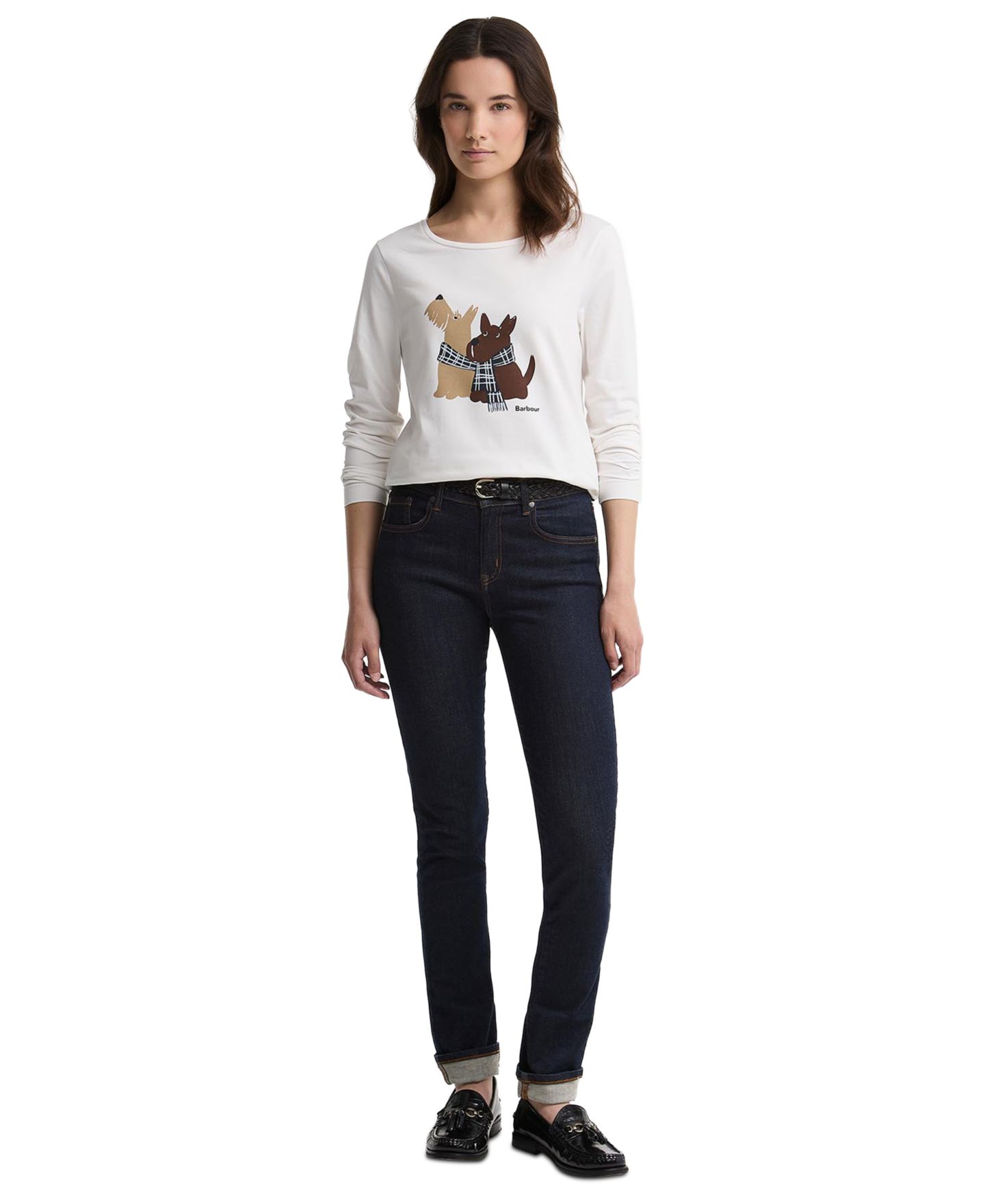 Женские футболки Barbour Lossie Dog Duo Graphic Long-Sleeve, цвет: Облачный — фото 2