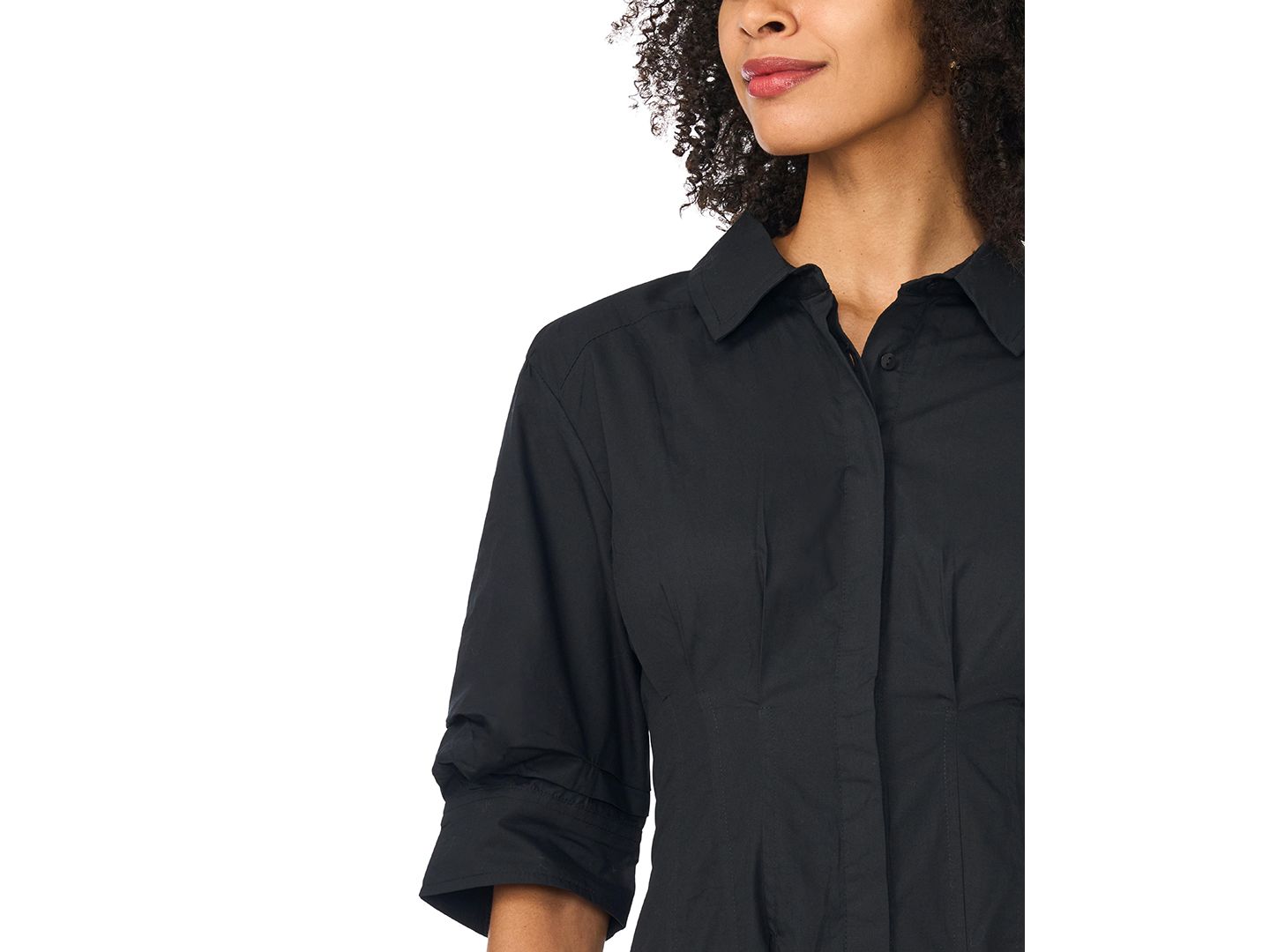 Женское платье Vince Camuto Collared Neck Shirt Dress, цвет: Насыщенный чёрный — фото 3
