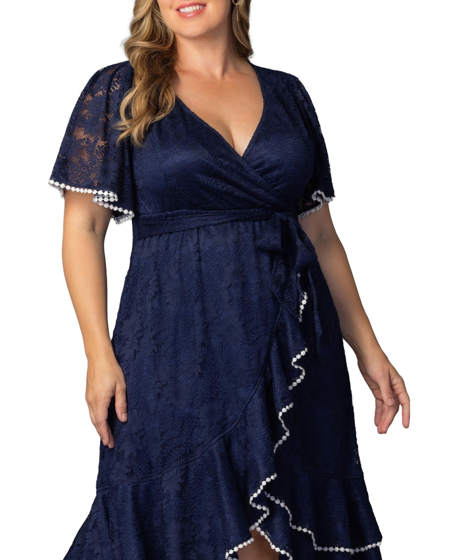 Plus Size Palermo Lace Faux Wrap Cocktail Dress