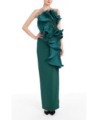 Women's Wedding Guest Ruffle One-Shoulder Gown