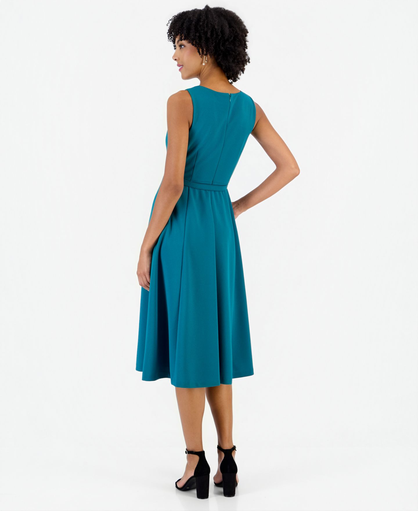 Женское платье Tahari ASL Embellished Tank A-Line Square Neck Midi, цвет: Бирюзовый — фото 5