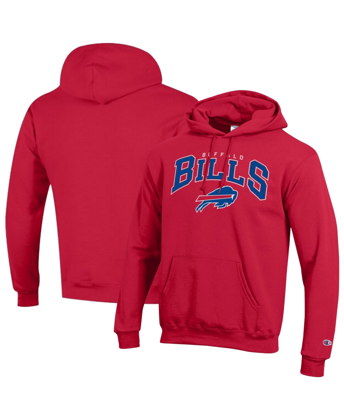 Champion Men's Red Buffalo Bills Powerblend Arch over Logo Hoodie