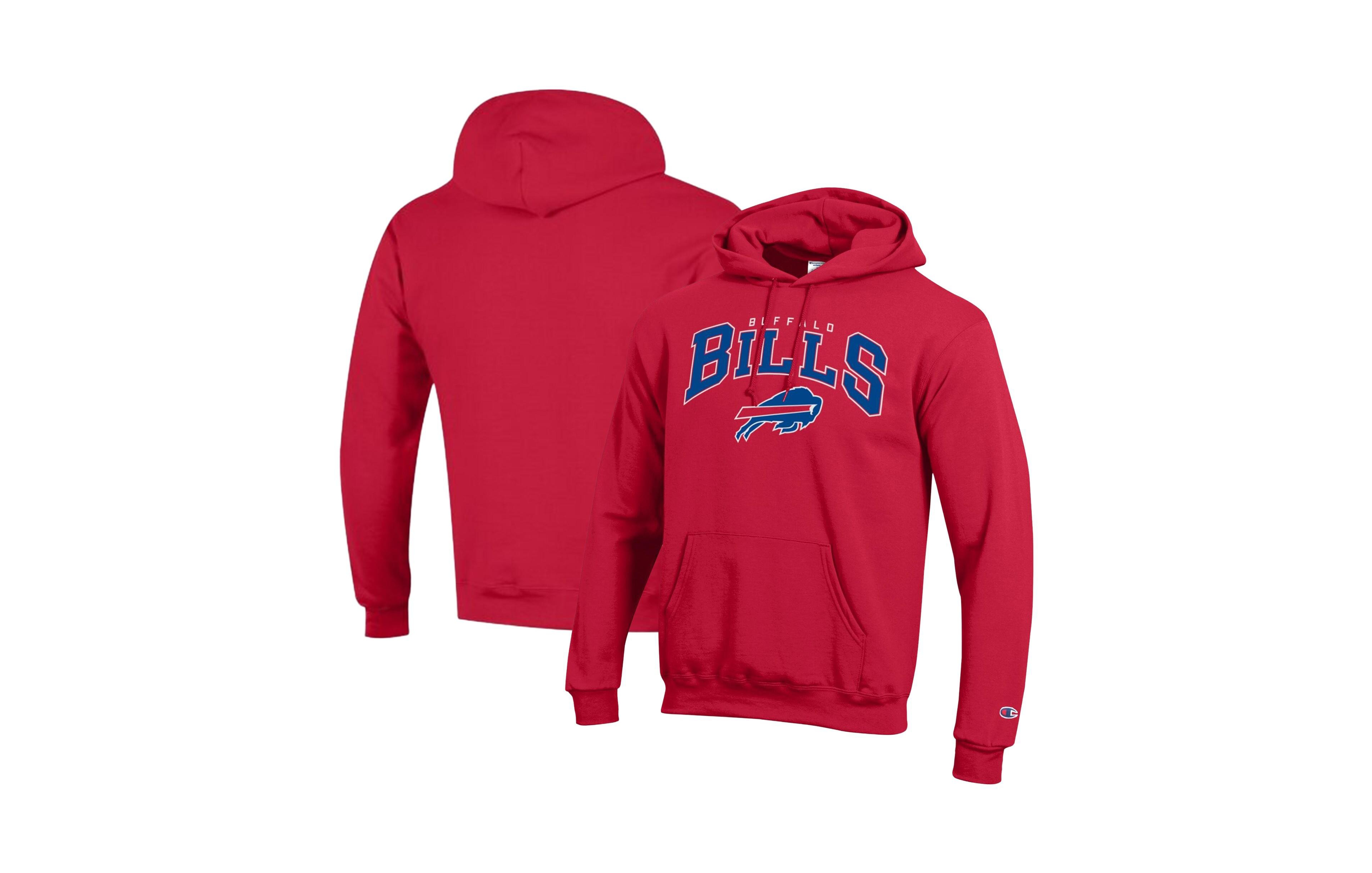 Champion Men's Red Buffalo Bills Powerblend Arch over Logo Hoodie