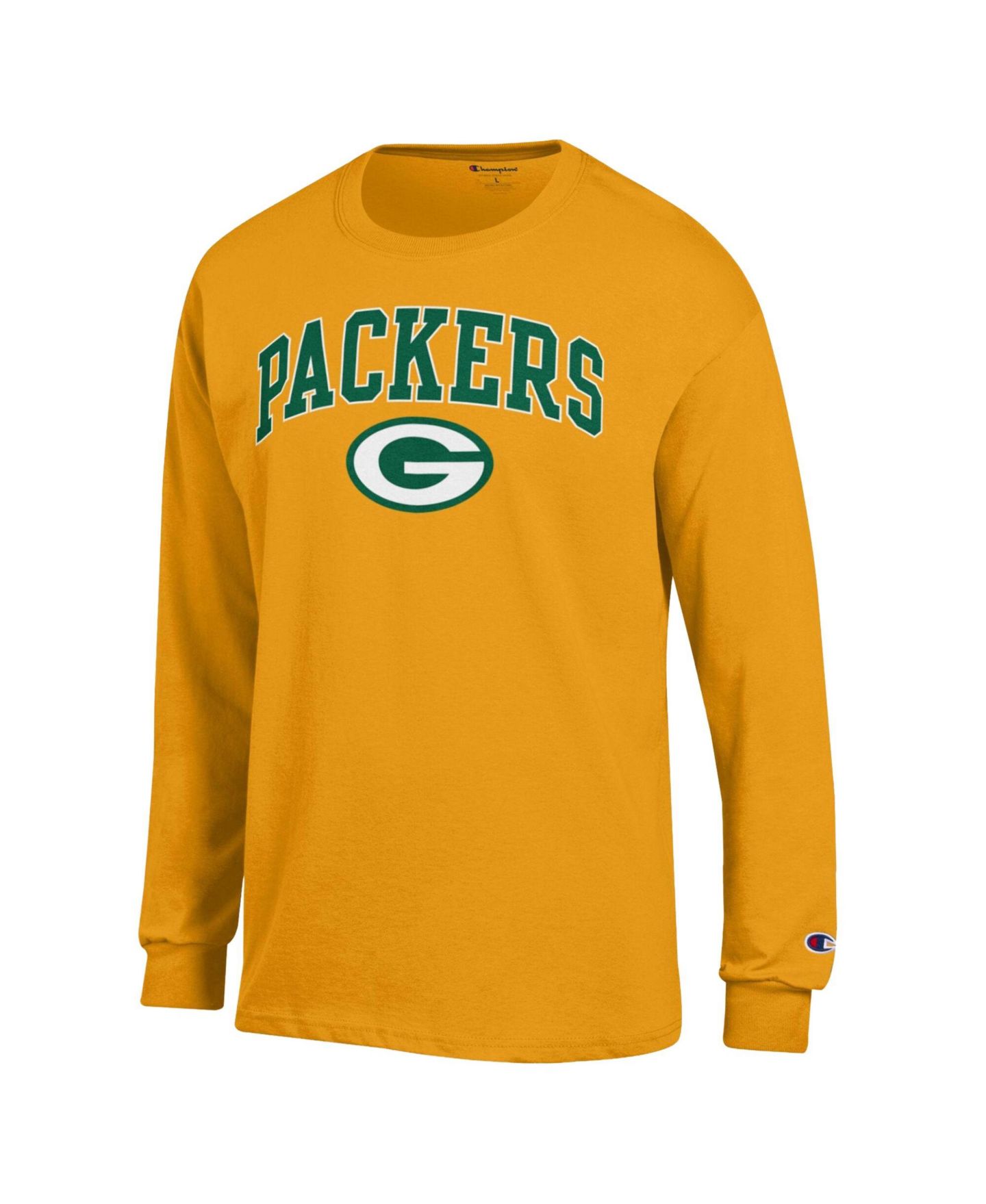 Мужская футболка Champion Gold Green Bay Packers Arch Over Logo Long Sleeve — фото 3