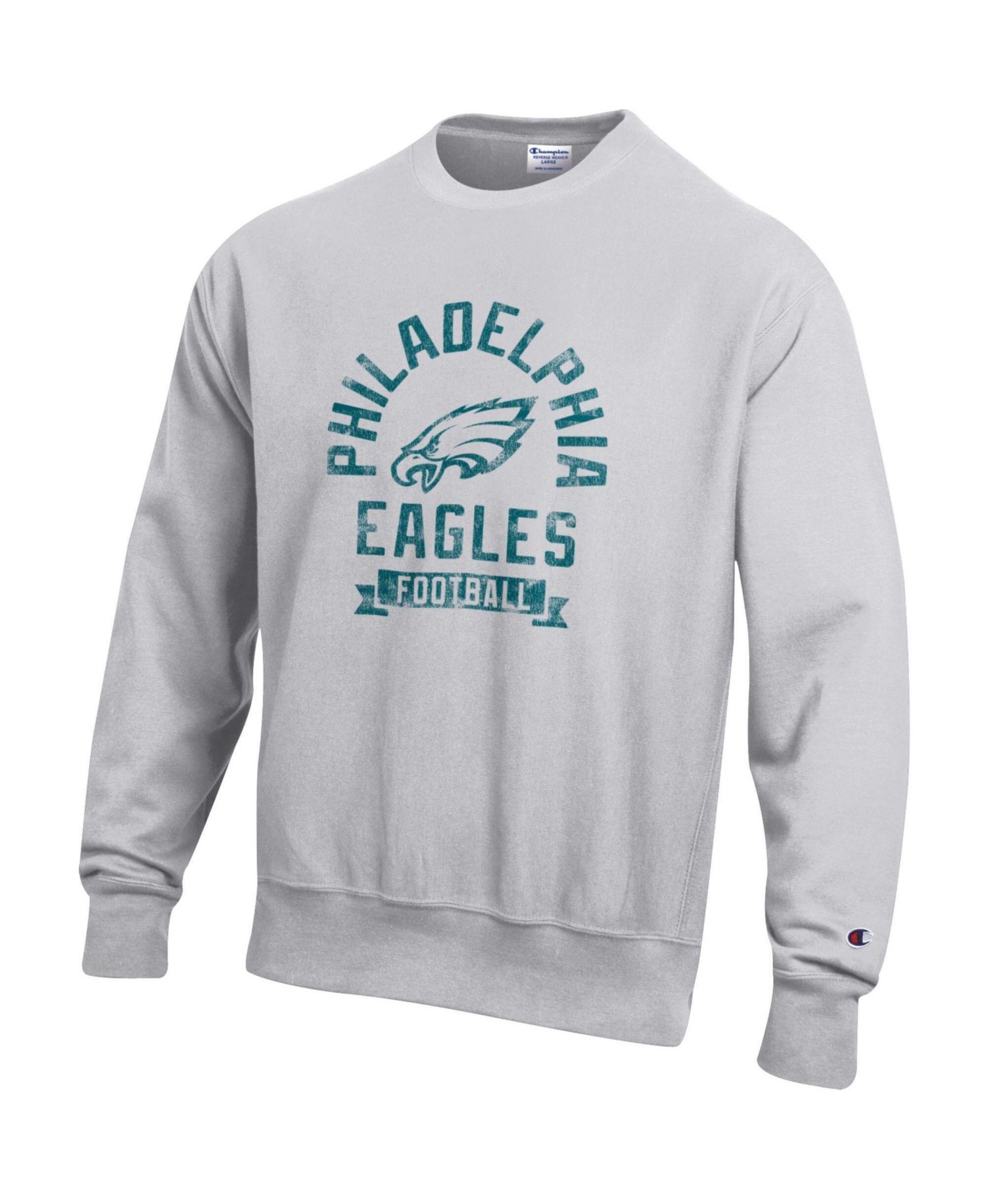 Men's Heather Gray Philadelphia Eagles Reverse Weave Fleece Pullover Sweatshirt