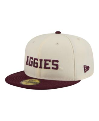 Men's Cream/Maroon Texas A M Aggies Two-Tone Script 59FIFTY Fitted Hat