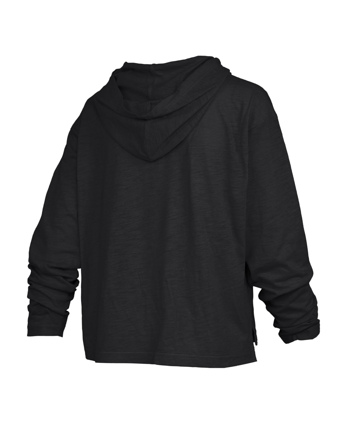 Pressbox Women's Black Iowa Hawkeyes Nelson Arch Over Logo Long Sleeve Hooded Slub T-Shirt