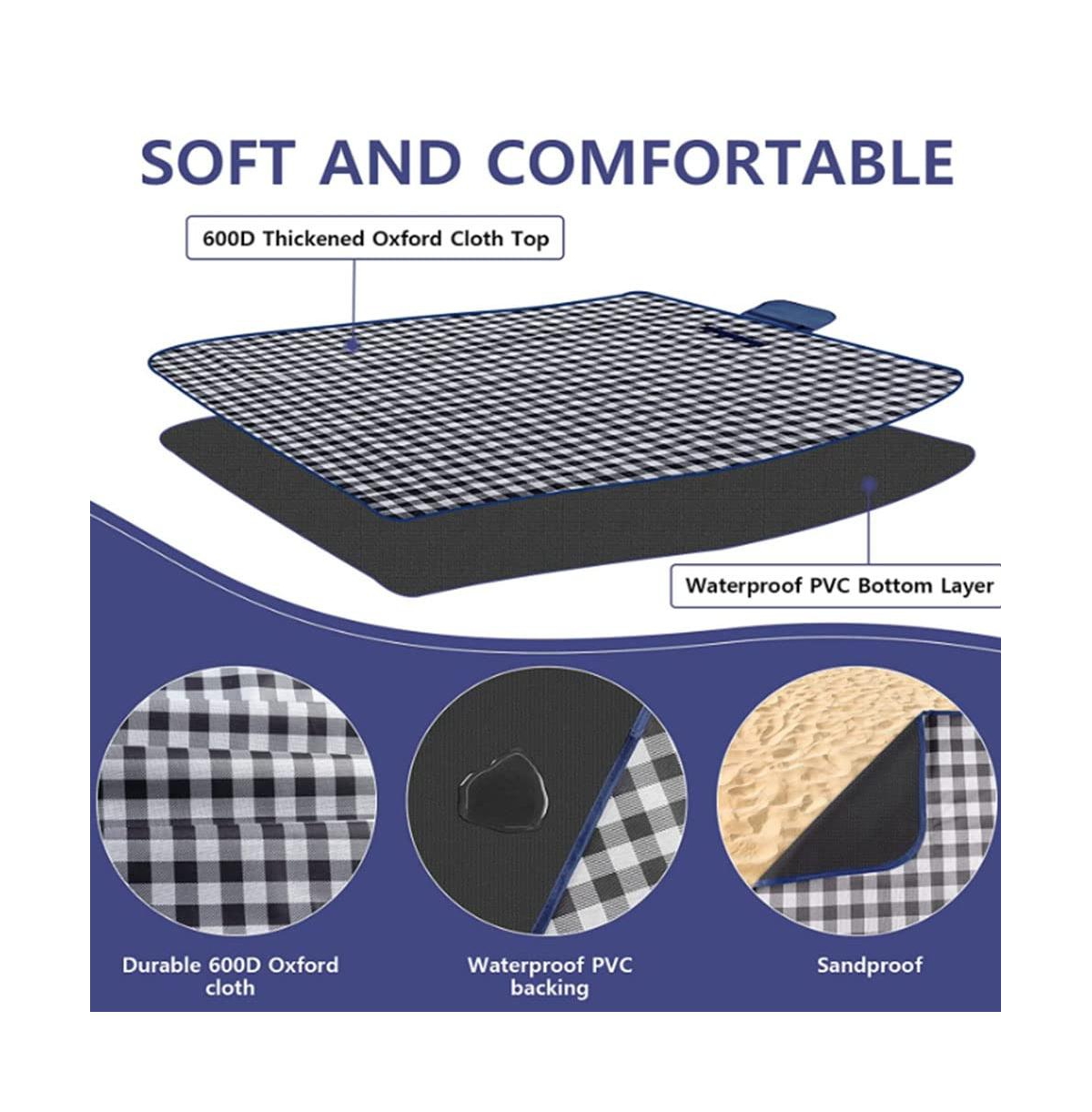 Piscifun Portable Waterproof Outdoor Picnic Blanket Lightweight Foldable Camping Mat
