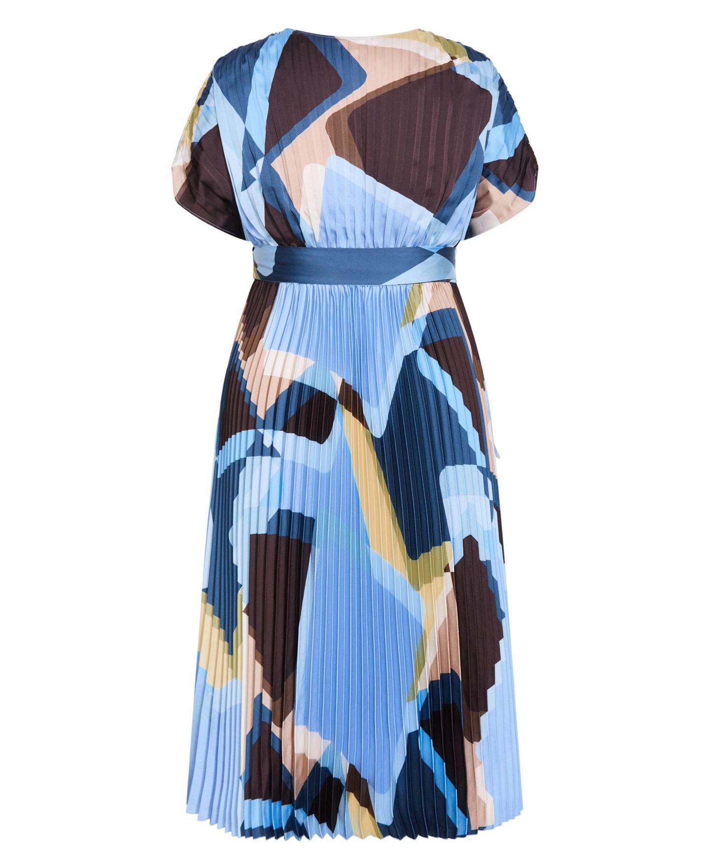 Женское платье CITY CHIC Plus Size Hailey Geo Abstract Print Pleat Wrap Midi, цвет: Синий — фото 4