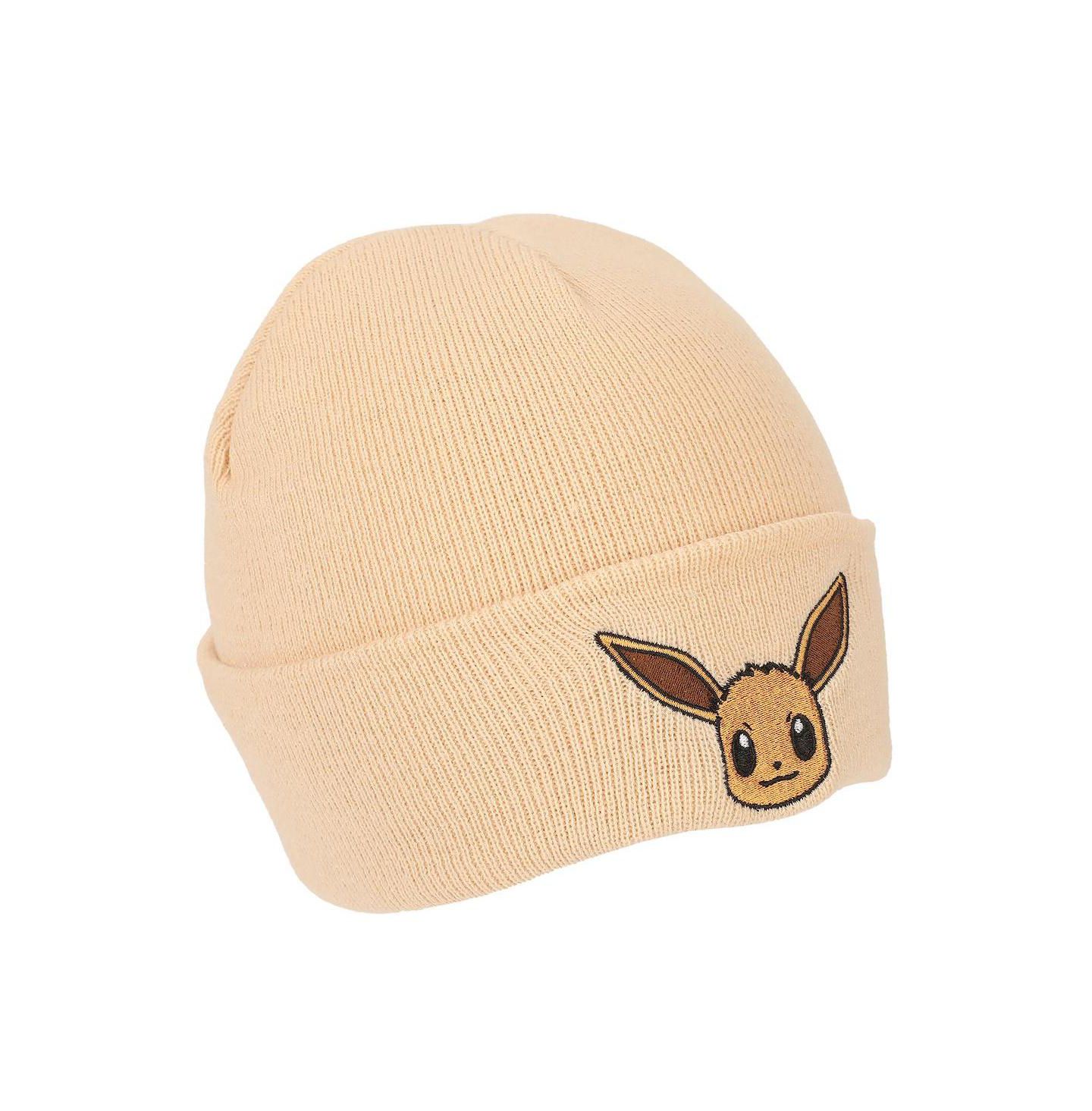 Женская шапка Pokemon Rib Knit, Embroidered Eevee On Cuff, цвет: Коричневый — фото 3