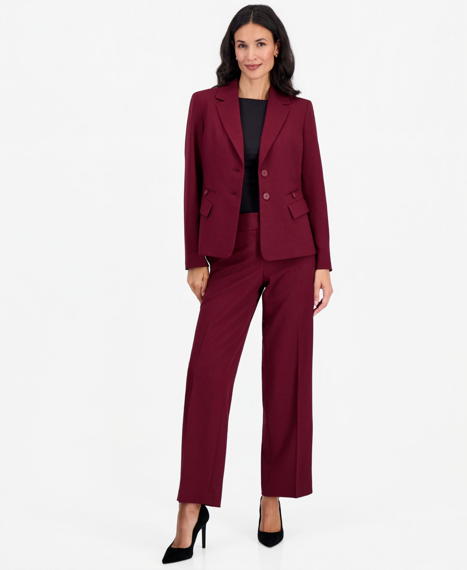 Women's Stretch Wide Leg 2-Piece Pant Suit