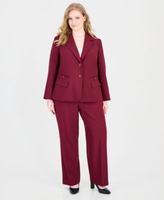 Plus Size Classic-Fit Wide-Leg Mid-Rise Pant Suit