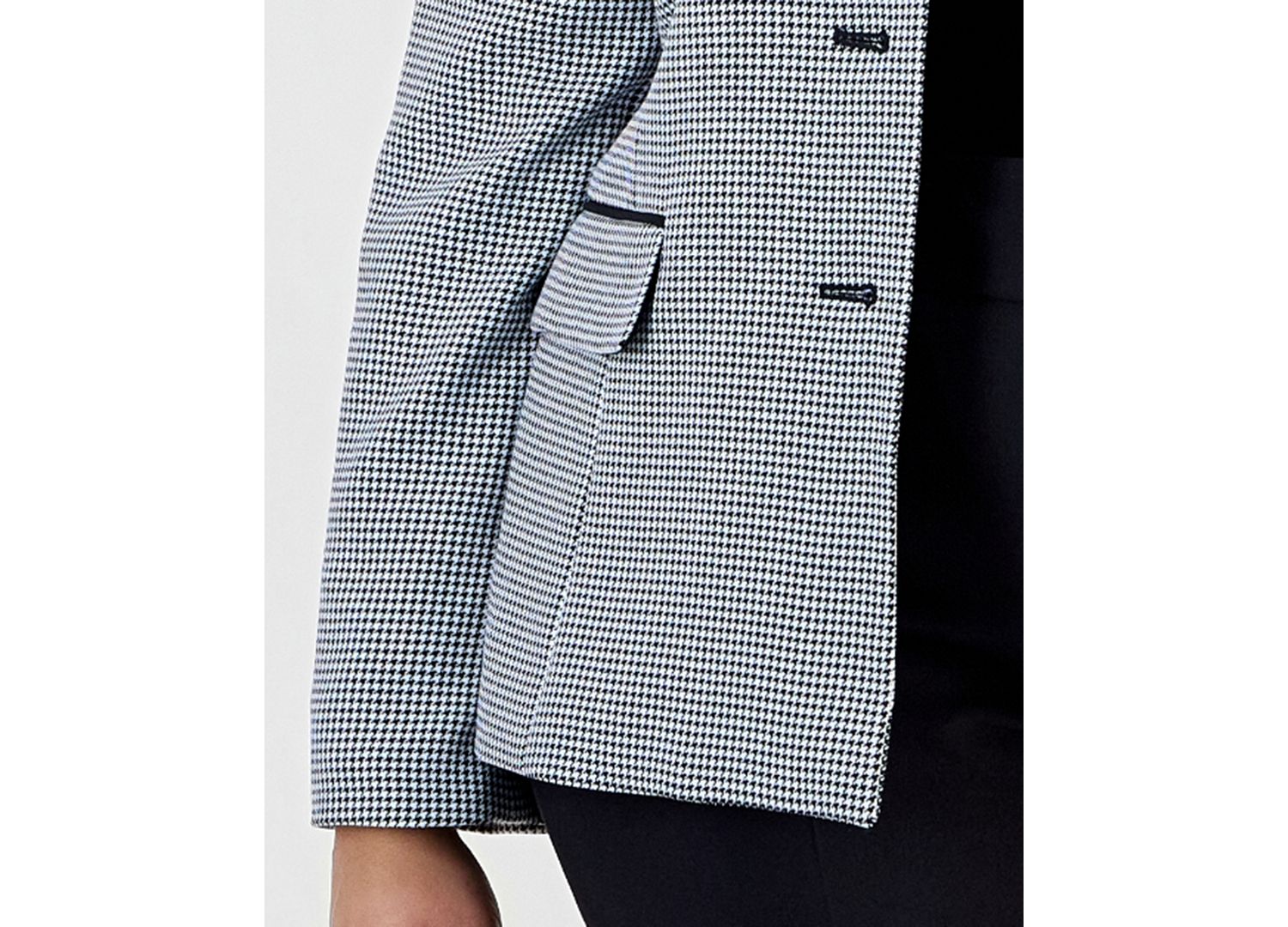 Plus Size Houndstooth Three-Button Slim-Fit Jacket and Pant, 2-Piece Set