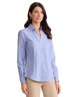 Petite Easy Care Button-Up Long-Sleeve Blouse